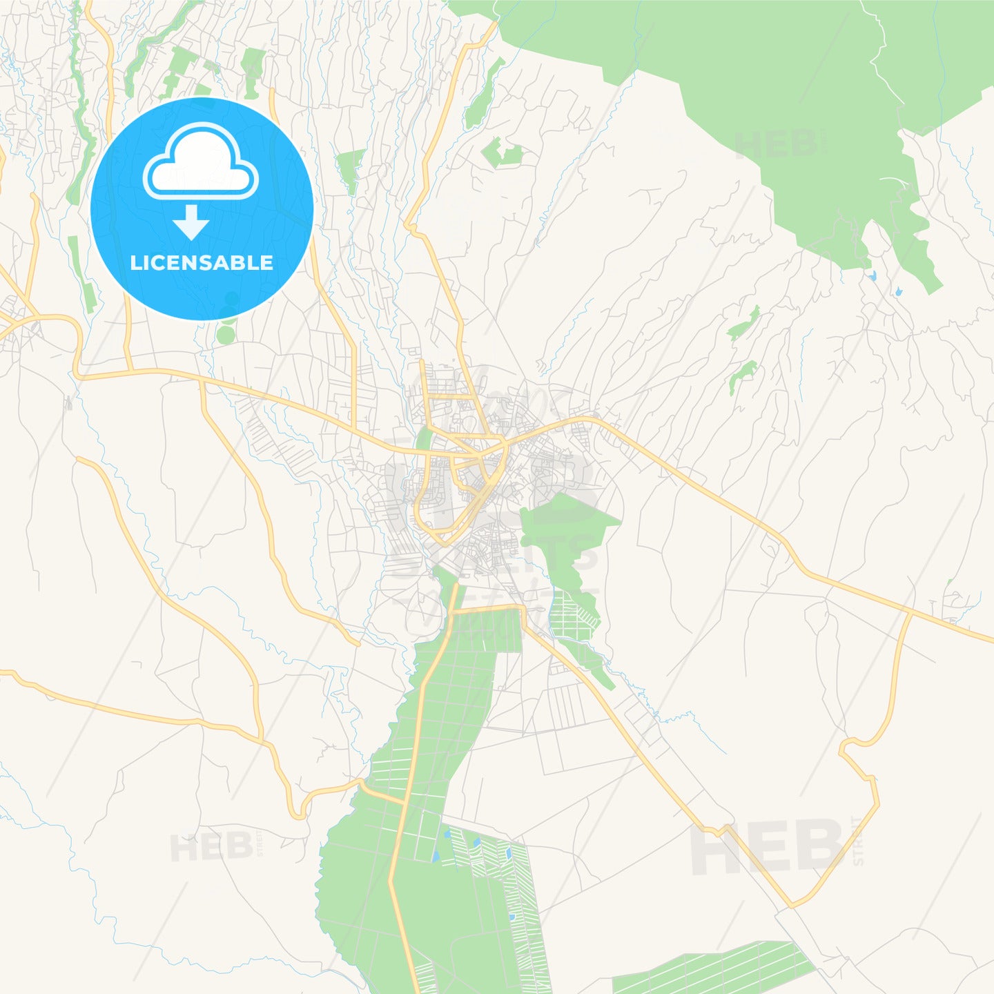 Printable street map of Moshi, Tanzania