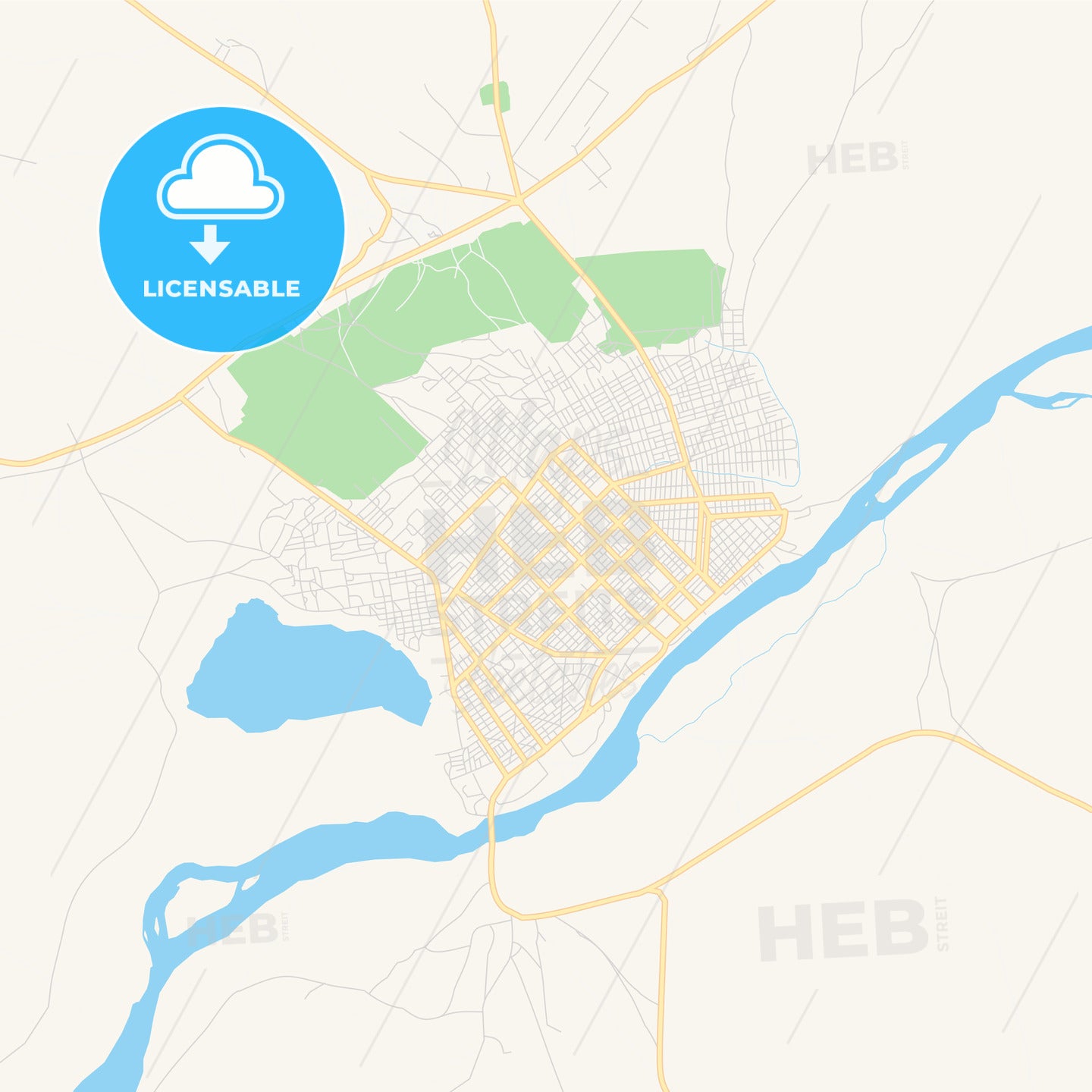 Printable street map of Moundou, Chad