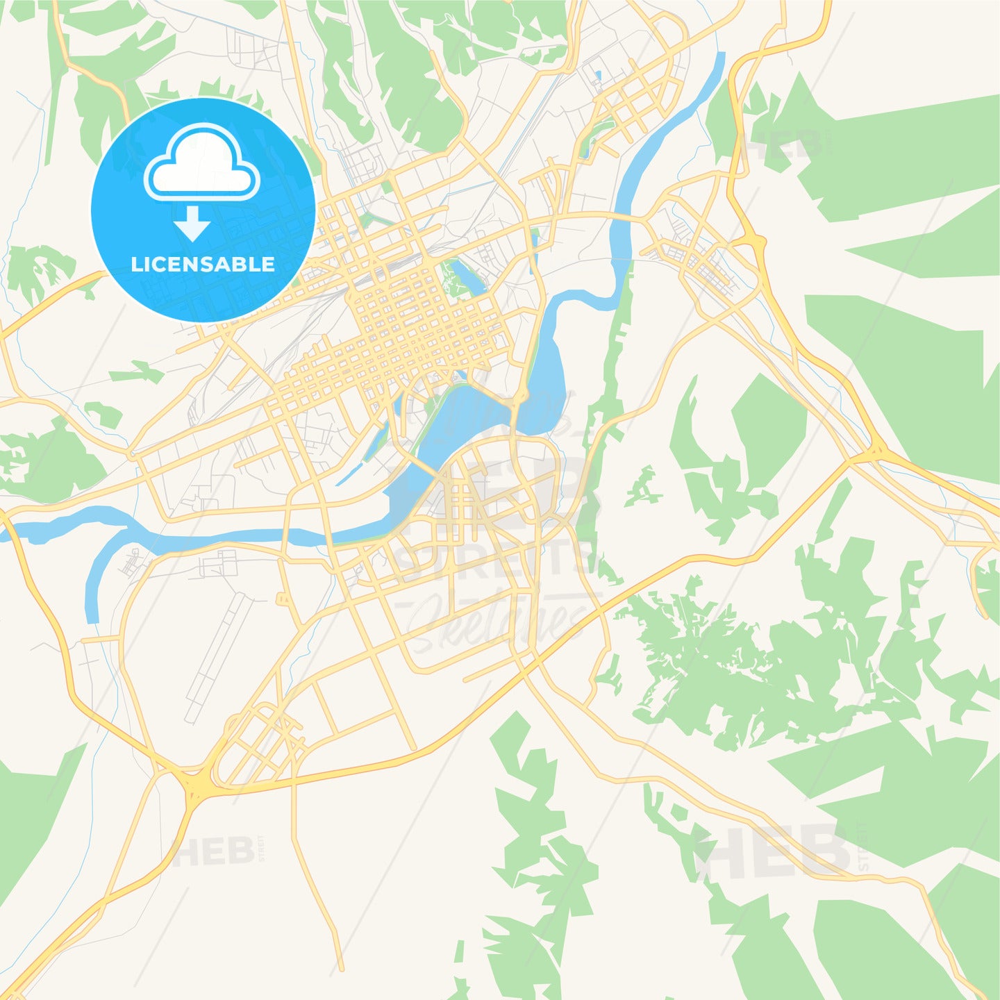 Printable street map of Mudanjiang, China