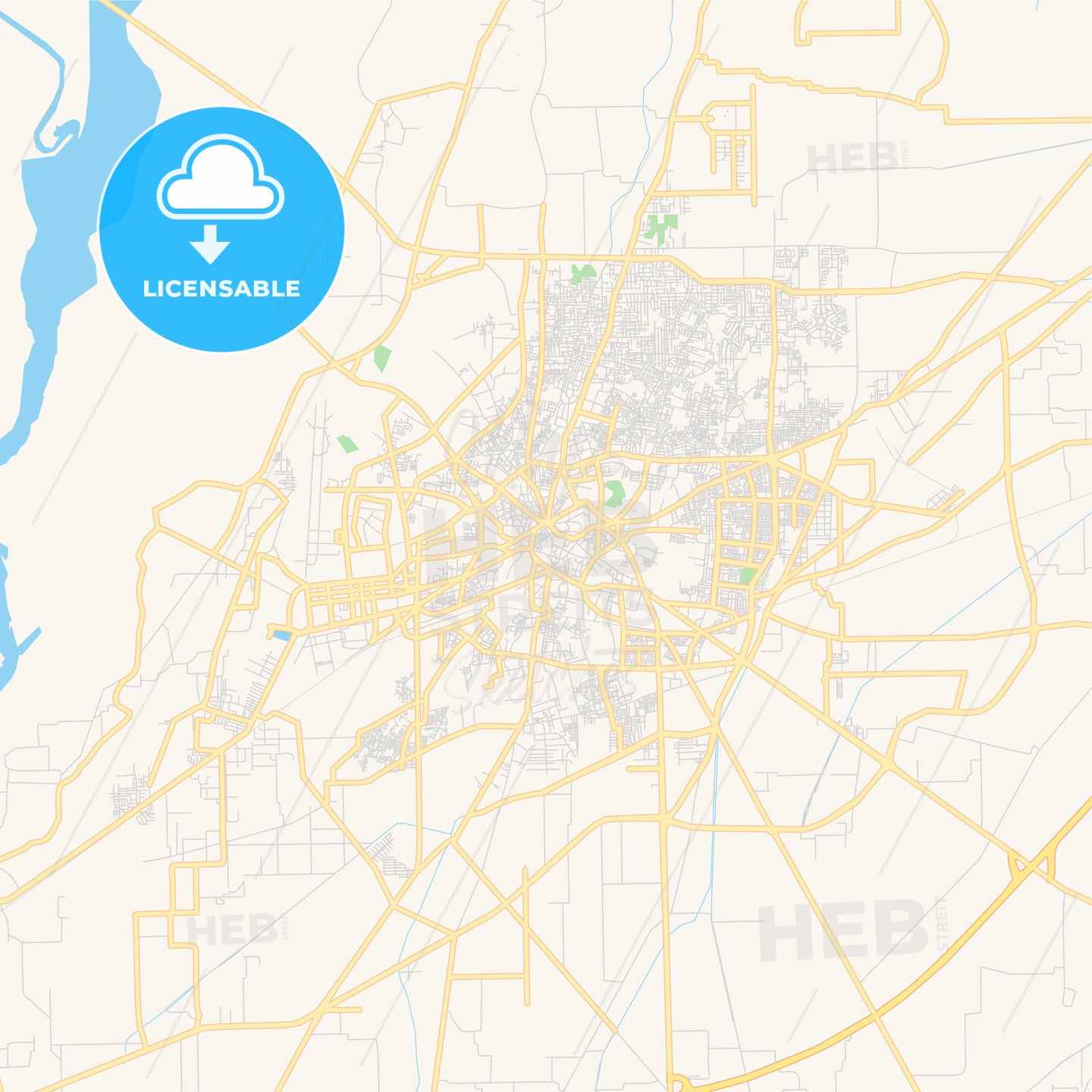 Printable street map of Multan, Pakistan