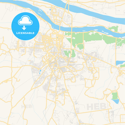 Printable street map of Mysore, India