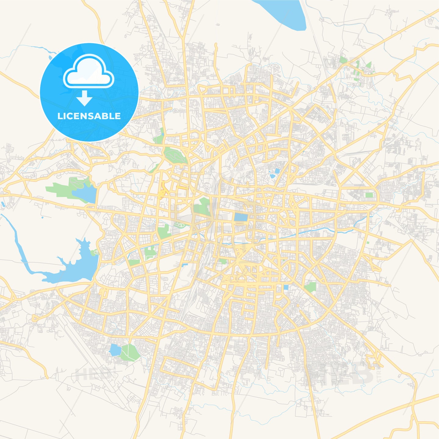 Printable street map of Nagpur, India