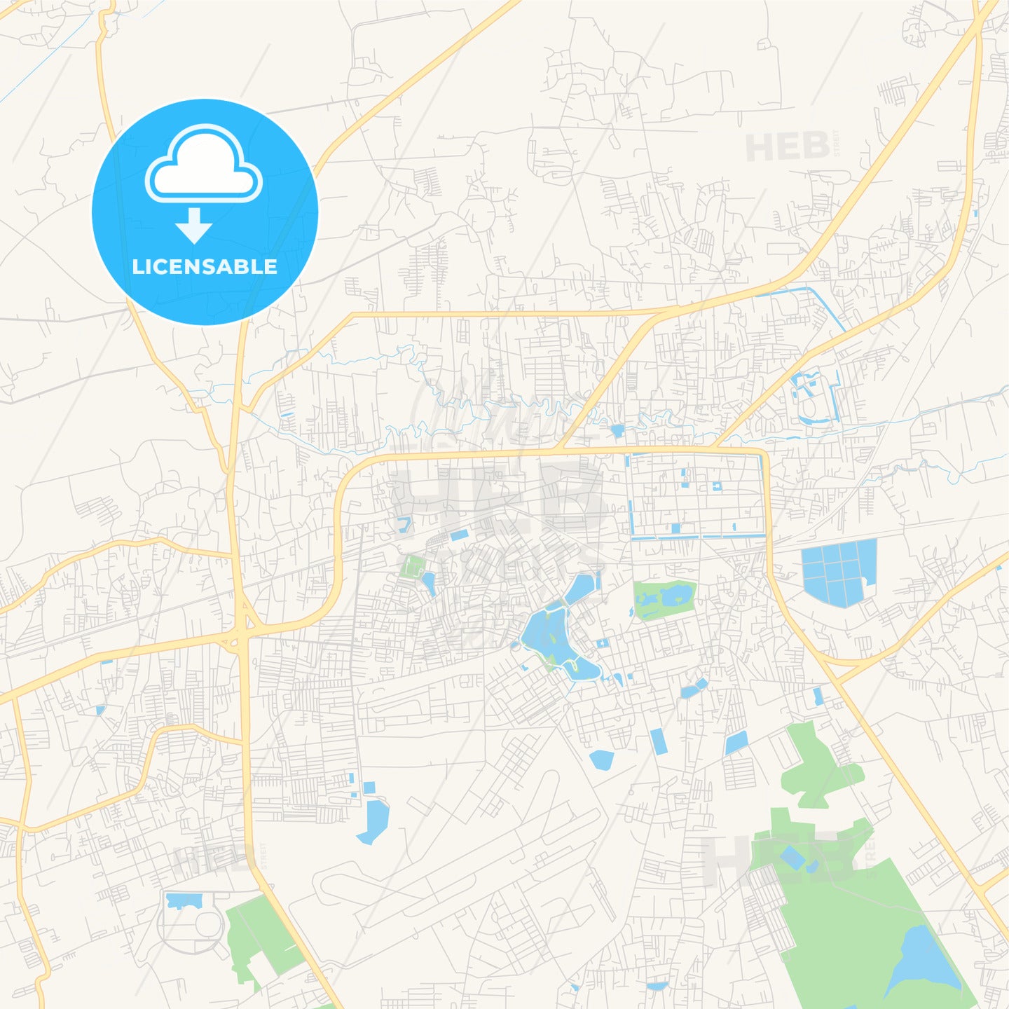 Printable street map of Nakhon Ratchasima, Thailand