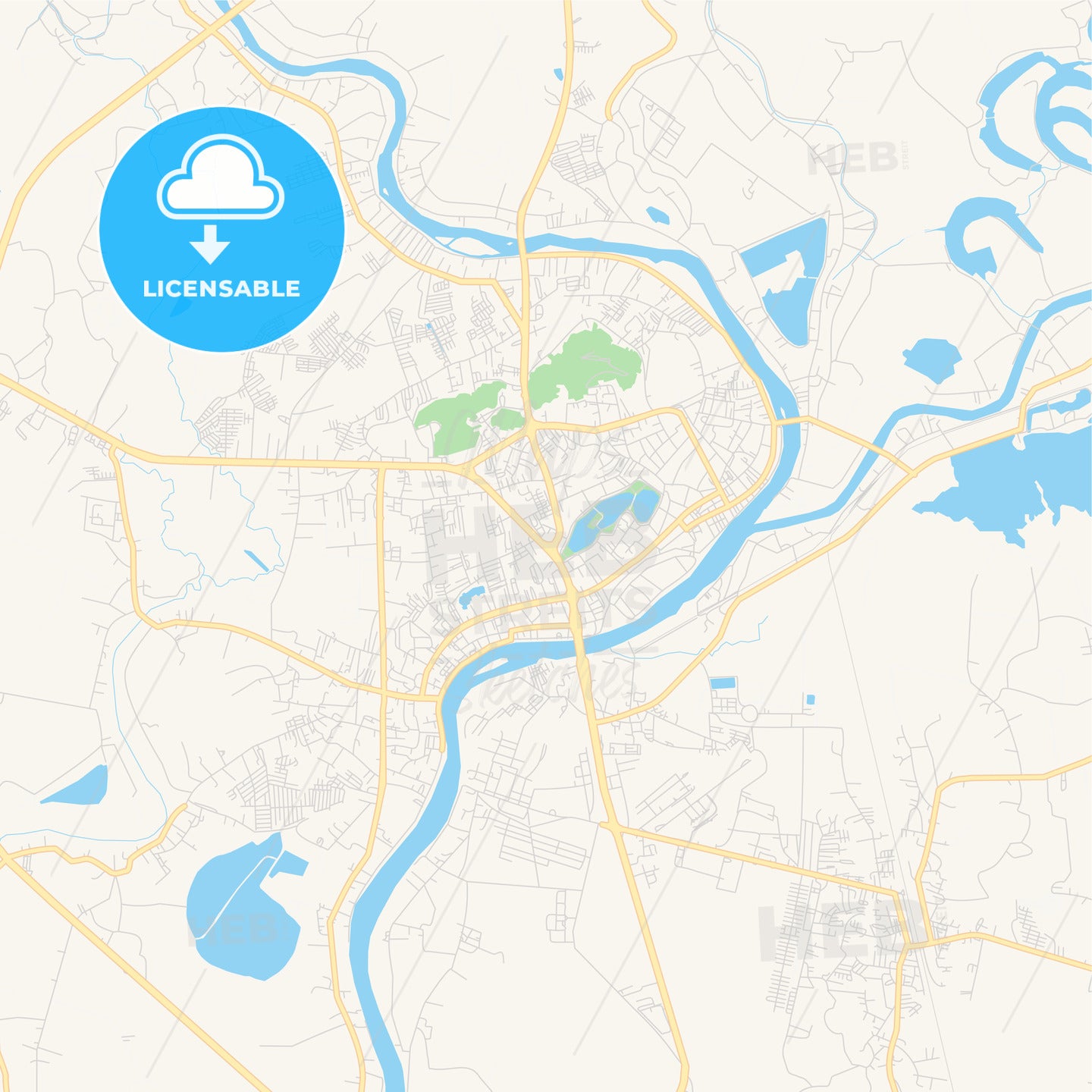 Printable street map of Nakhon Sawan, Thailand