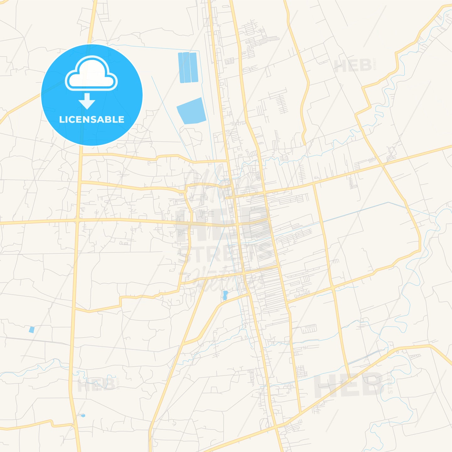 Printable street map of Nakhon Si Thammarat, Thailand