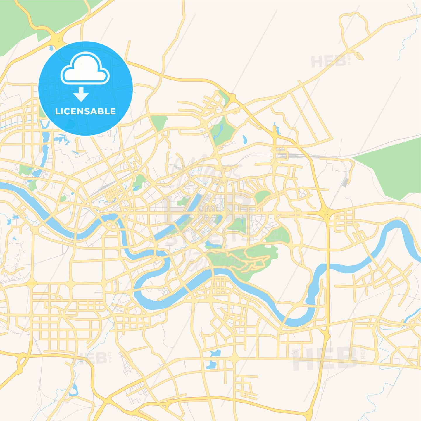 Printable street map of Nanning, China