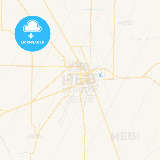 Printable street map of Nawabshah, Pakistan