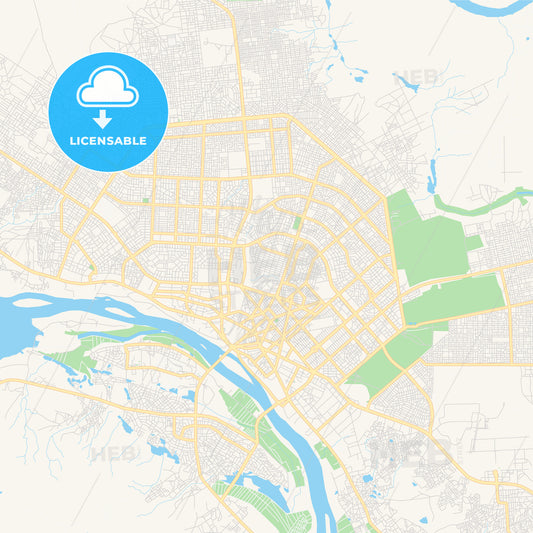 Printable street map of Niamey, Niger
