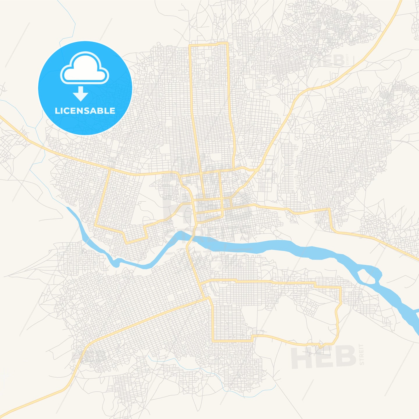 Printable street map of Nyala, Sudan
