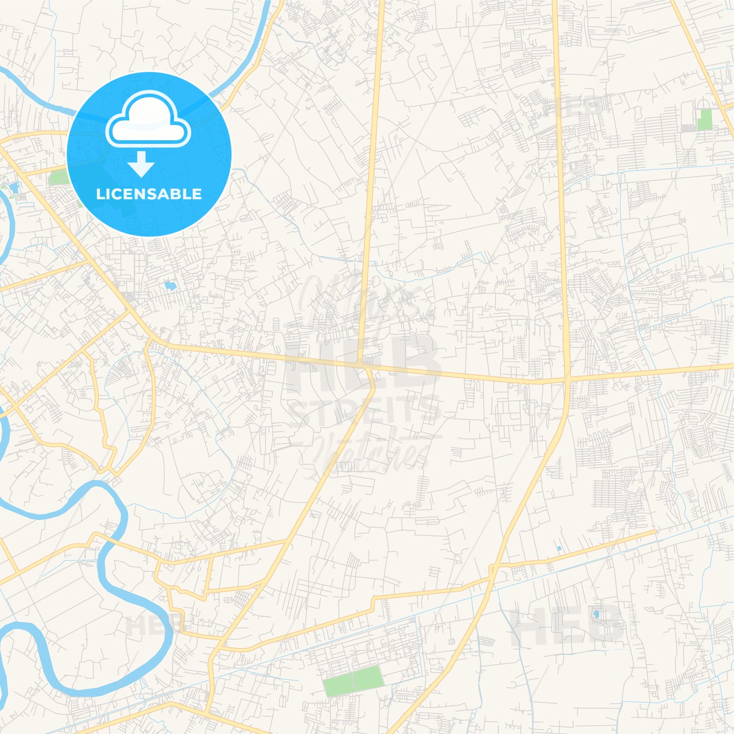 Printable street map of Om Noi, Thailand