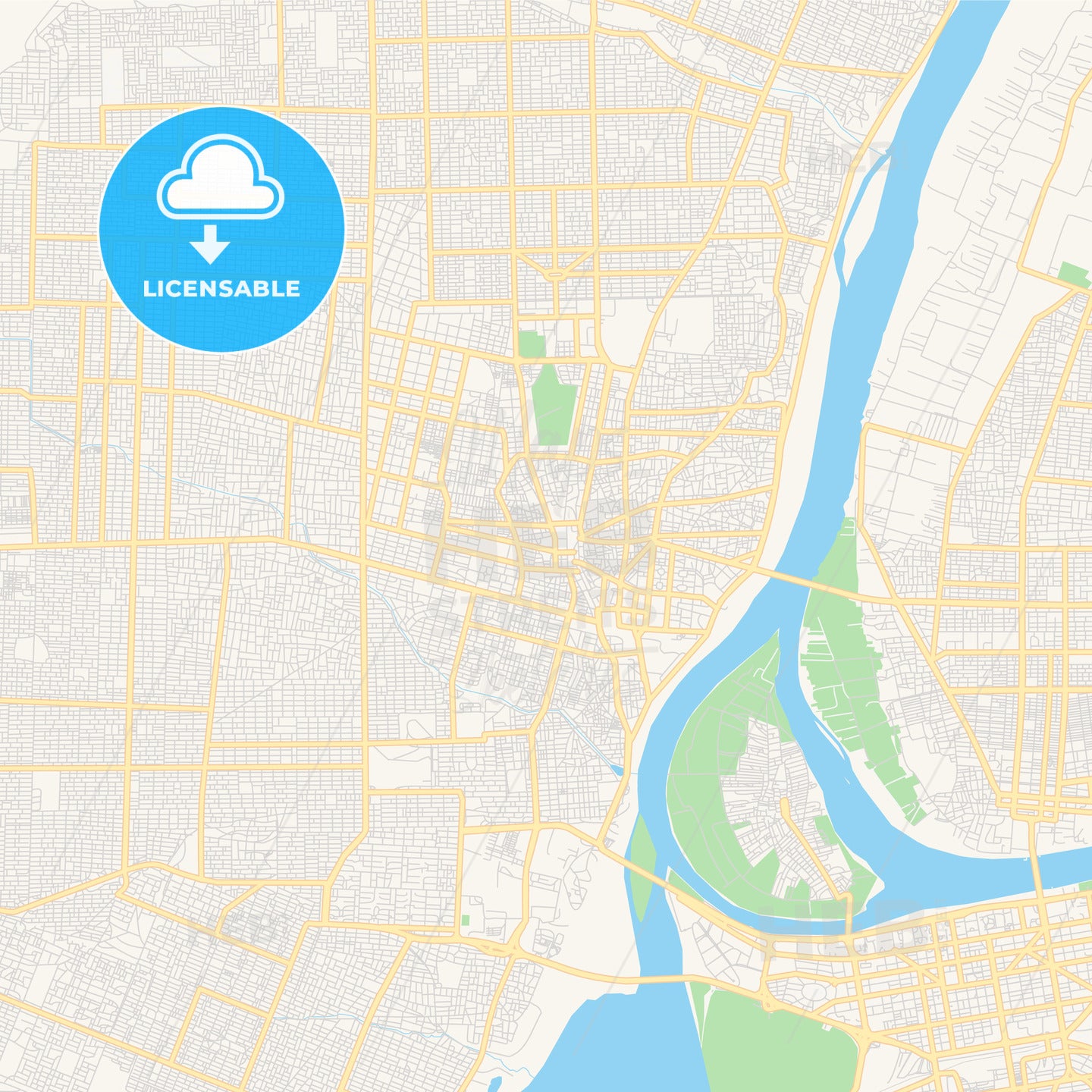 Printable street map of Omdurman, Sudan