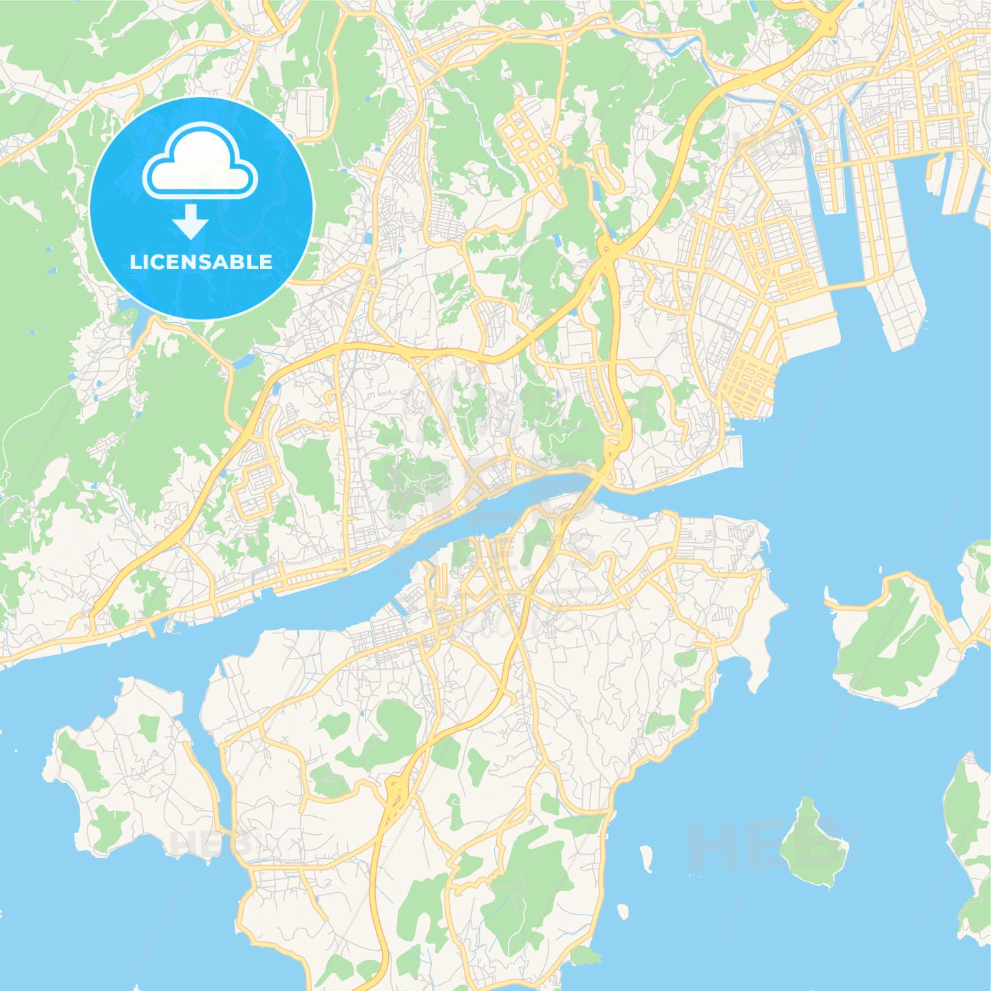 Printable street map of Onomichi, Japan