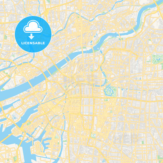 Printable street map of Osaka, Japan