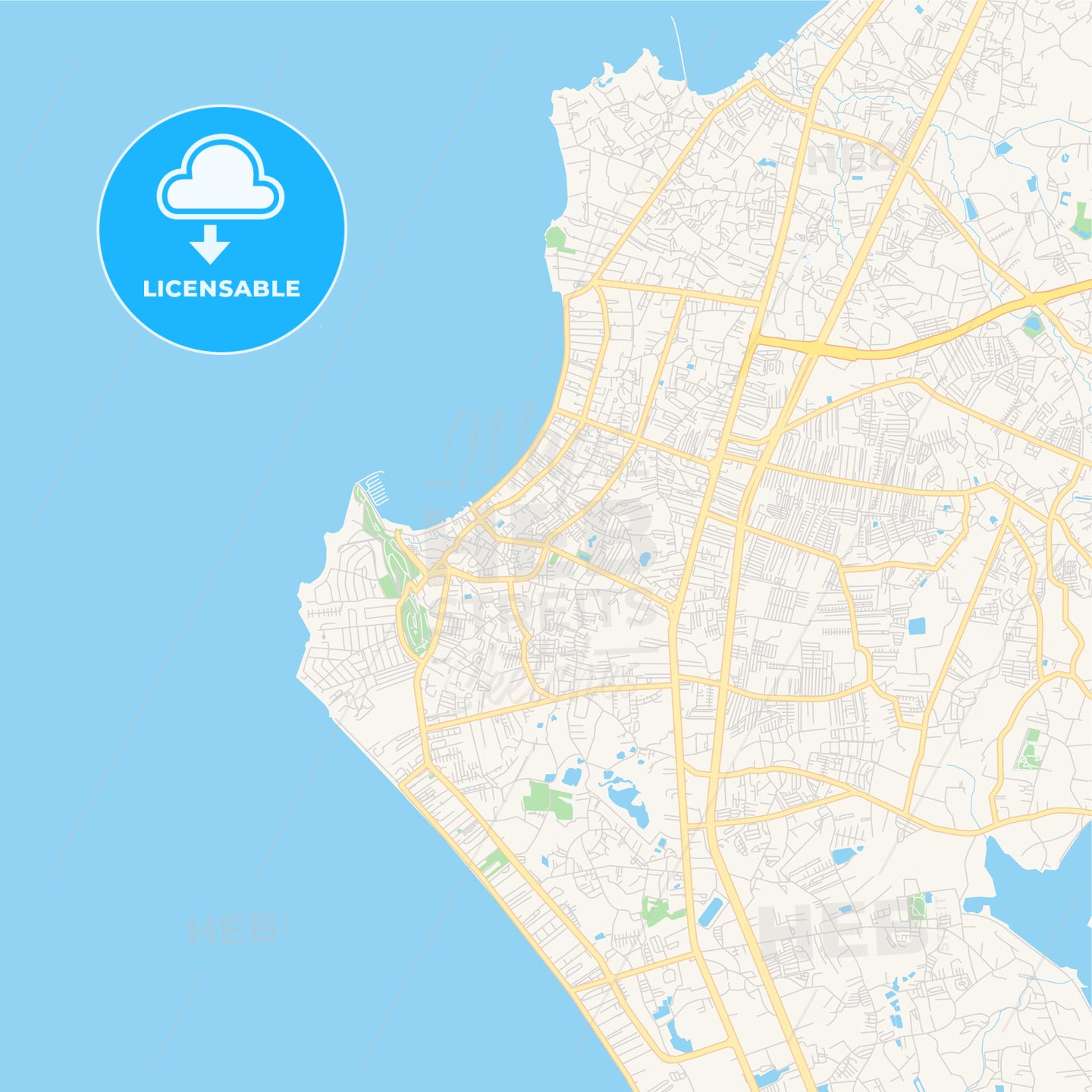 Printable street map of Pattaya, Thailand