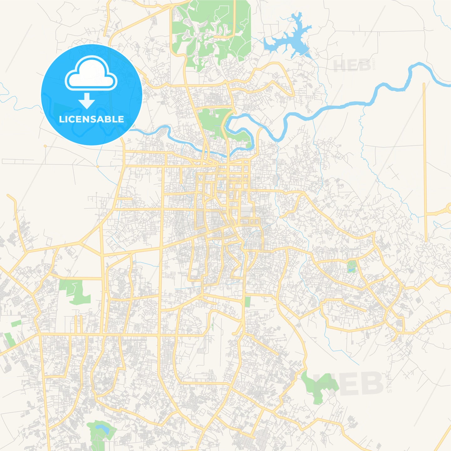 Printable street map of Pekanbaru, Indonesia