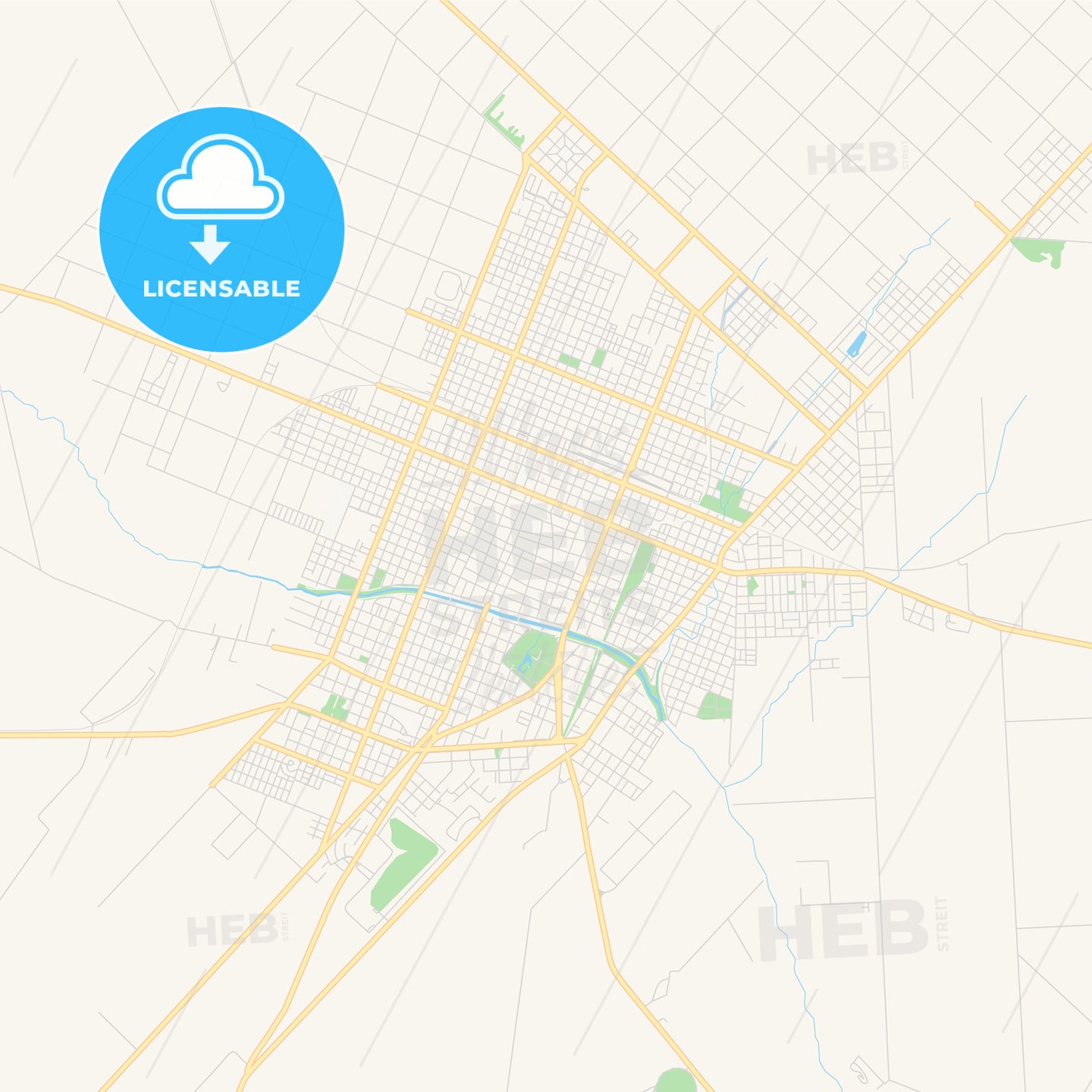 Printable street map of Pergamino, Argentina