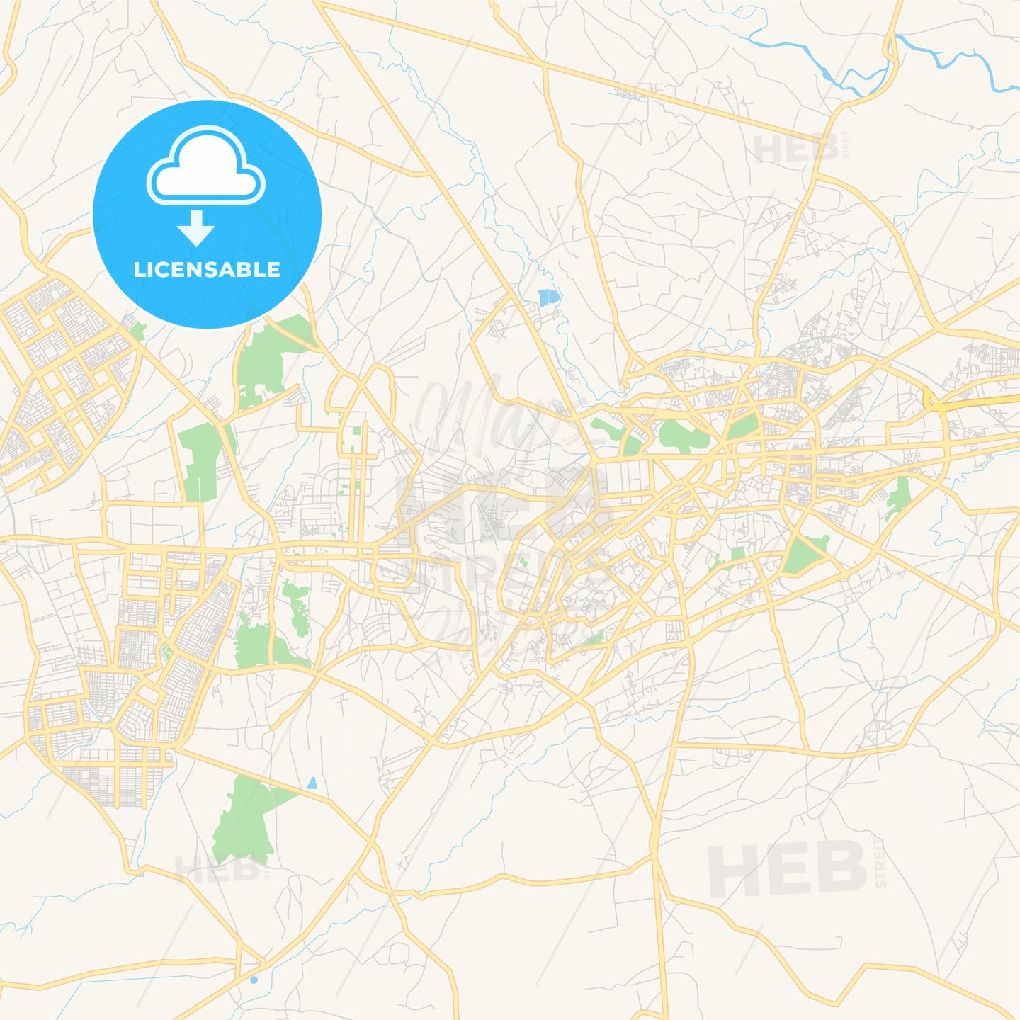 Printable street map of Peshawar, Pakistan