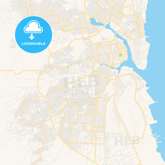 Printable street map of Port Sudan, Sudan