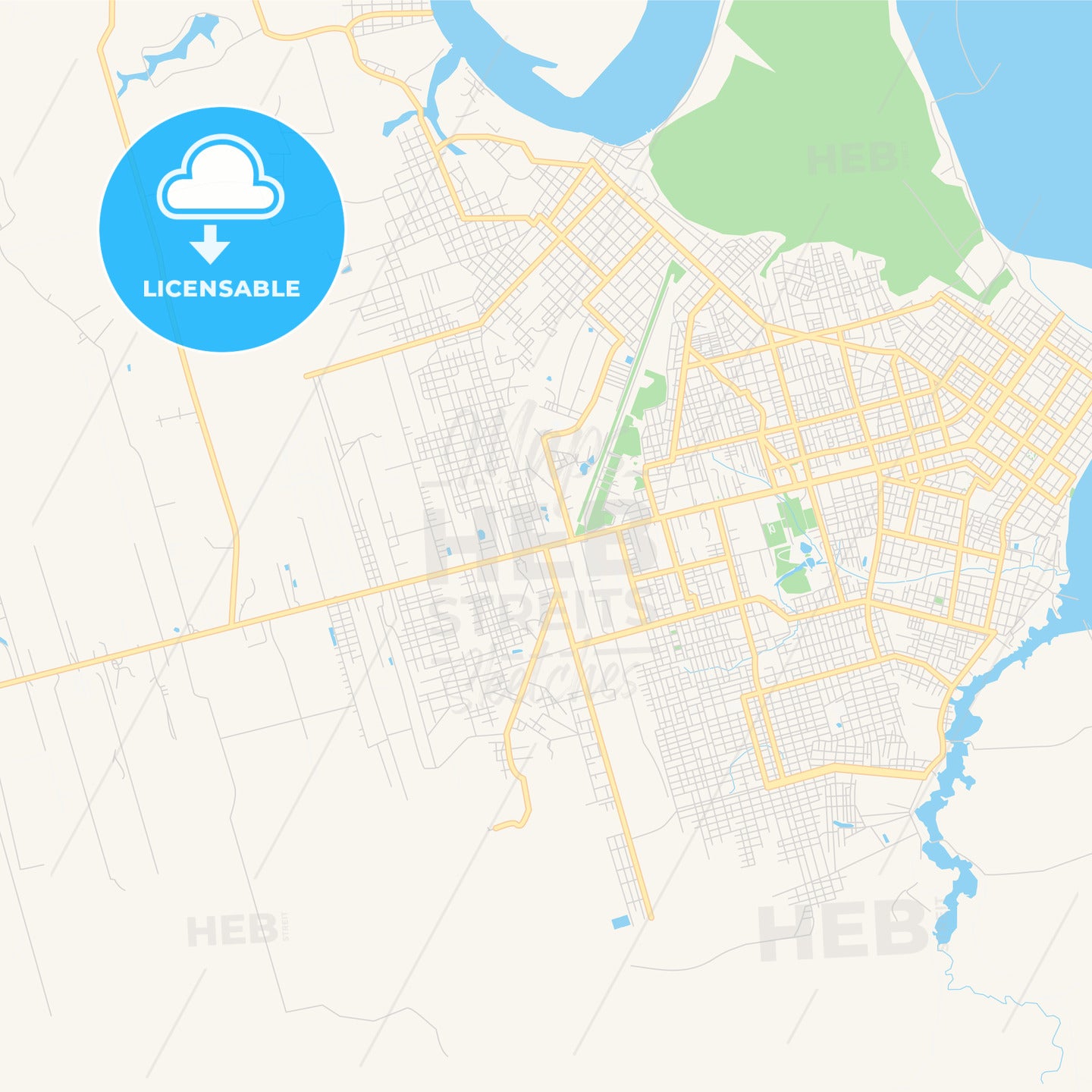 Printable street map of Pucallpa, Peru