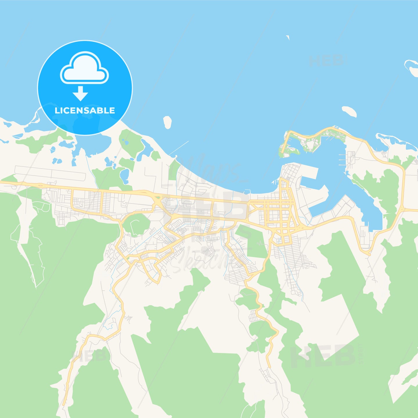 Printable street map of Puerto Cabello, Venezuela