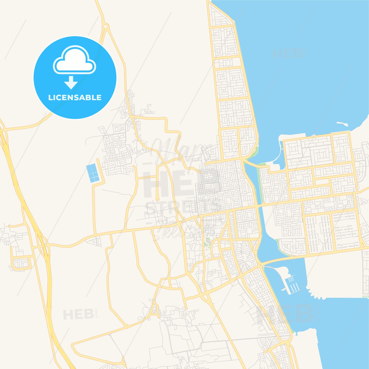 Printable street map of Qatif, Saudi Arabia