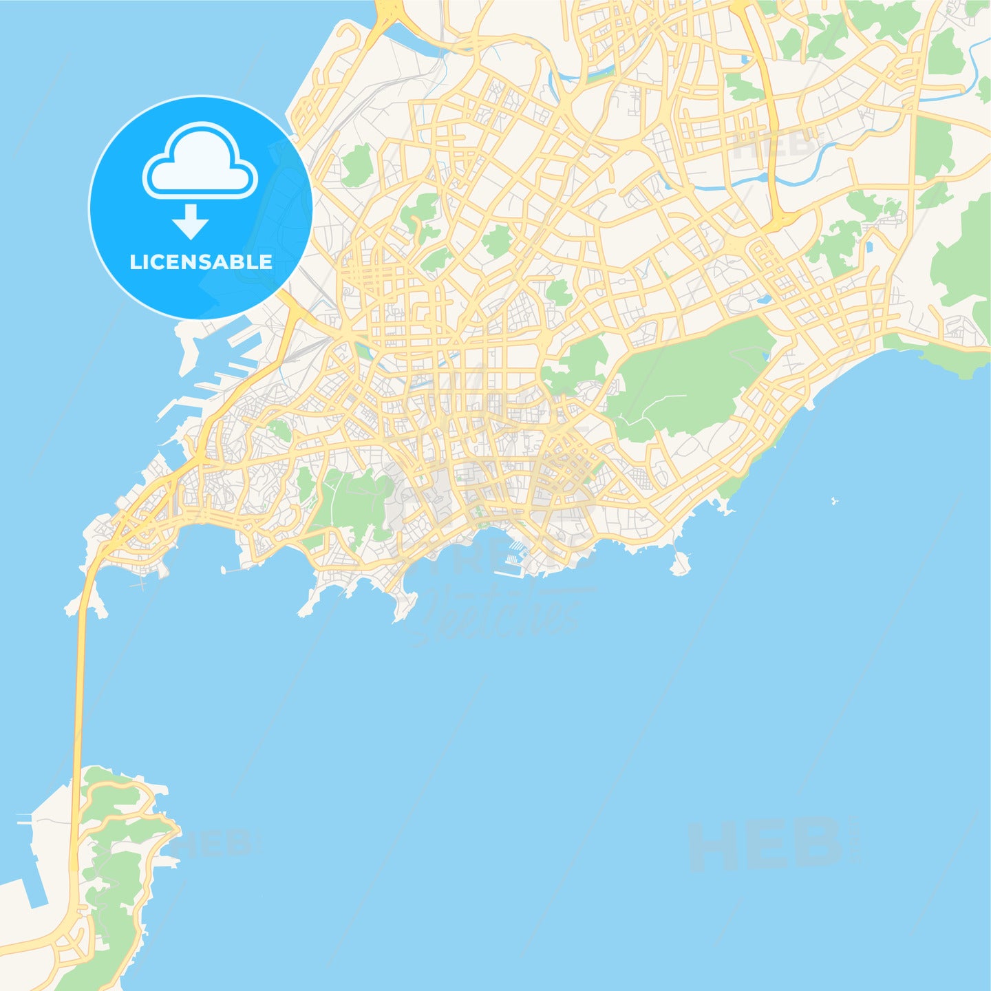 Printable street map of Qingdao, China