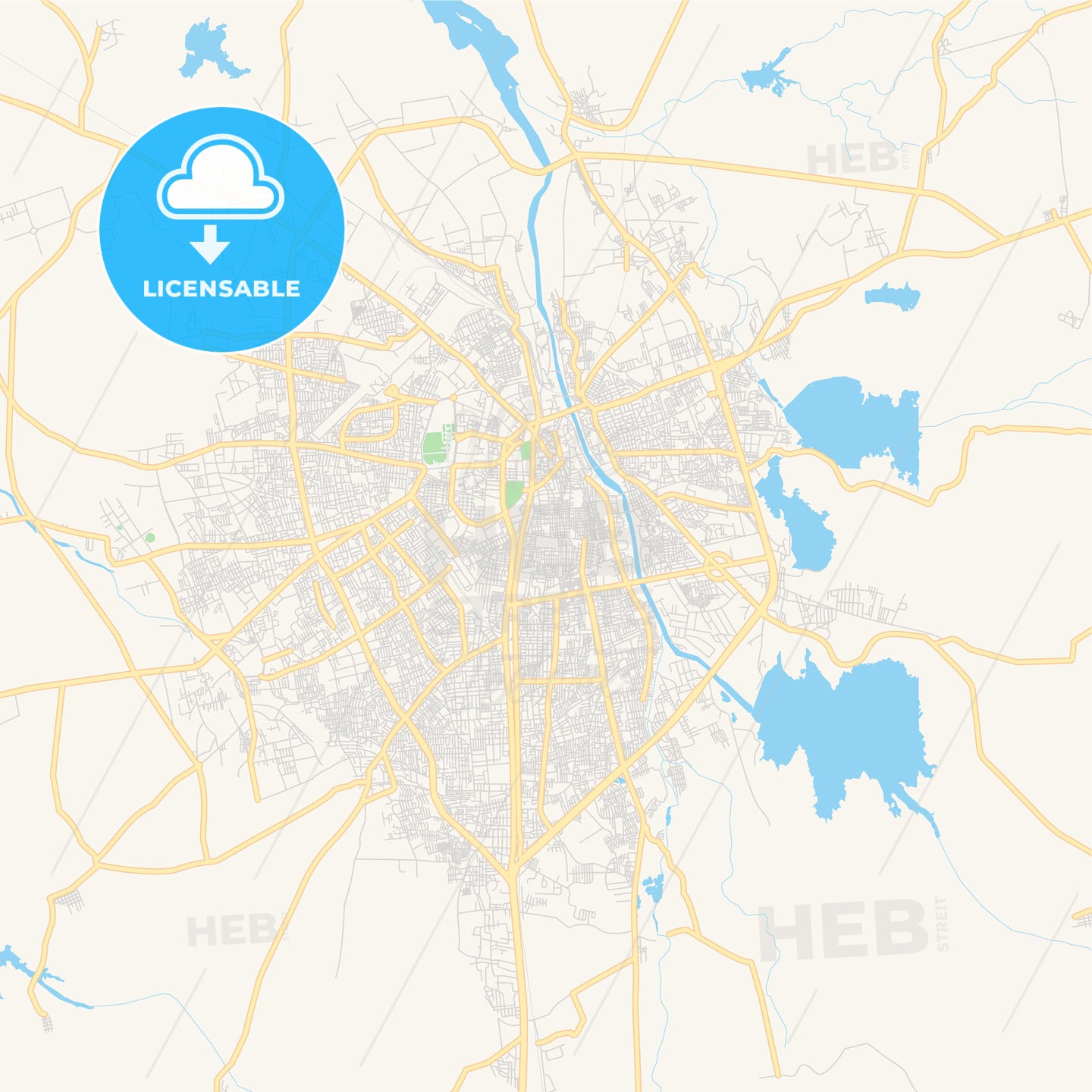 Printable street map of Rajkot, India