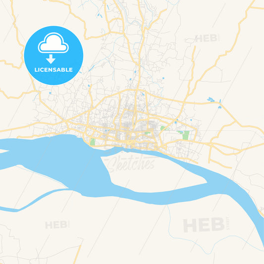 Printable street map of Rajshahi, Bangladesh