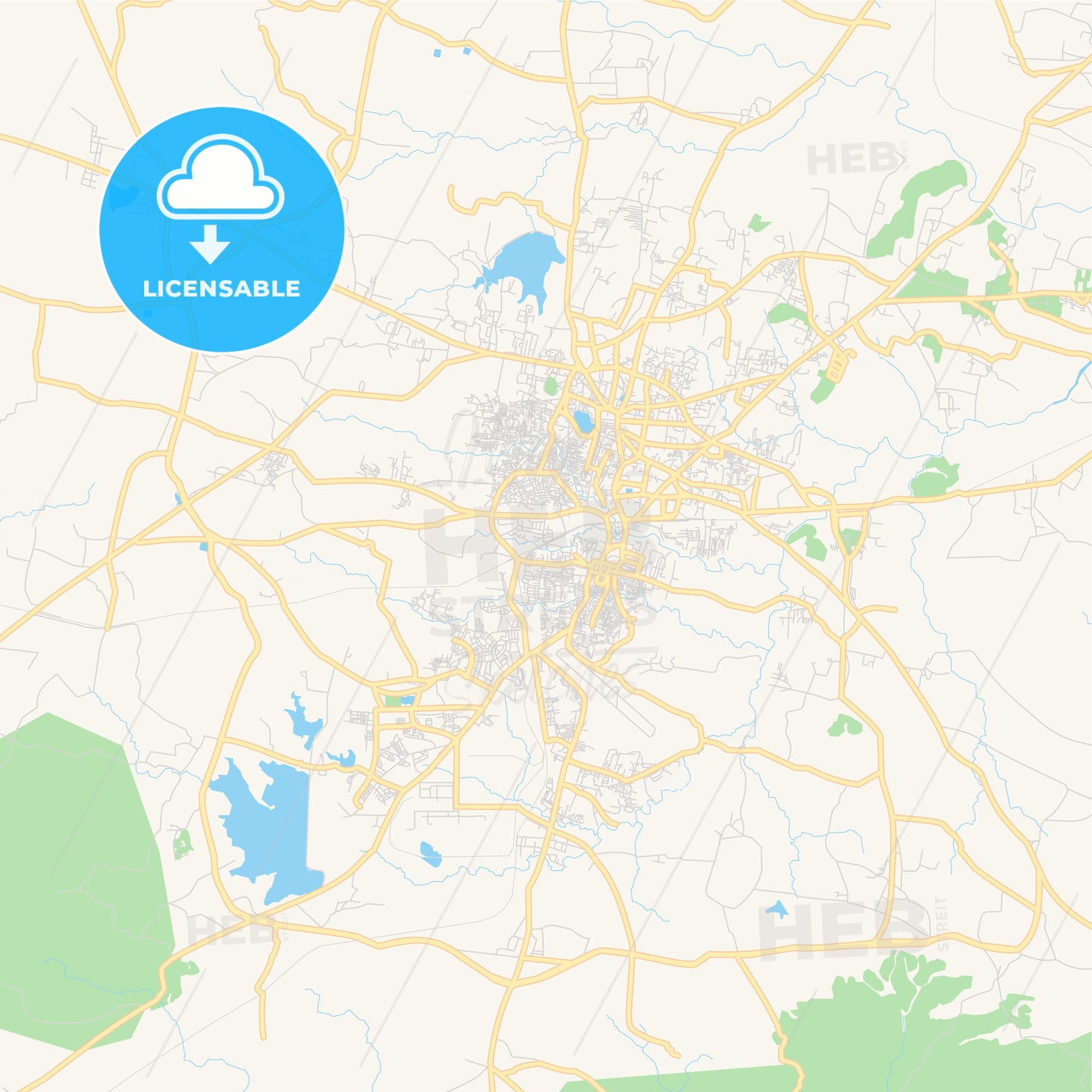 Printable street map of Ranchi, India