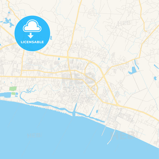 Printable street map of Rayong, Thailand