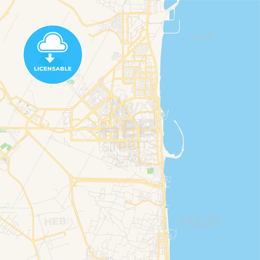 Printable street map of Reef Al Fujairah City, United Arab Emirates