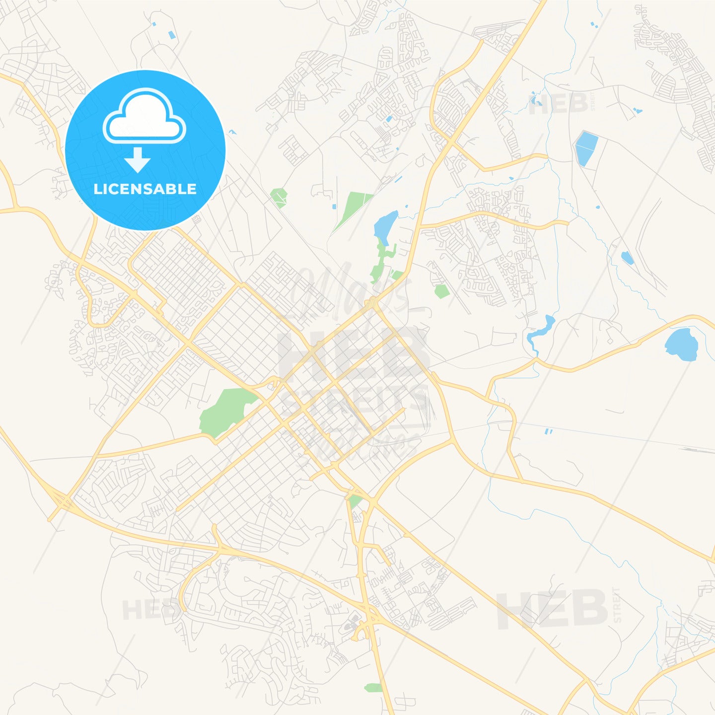 Printable street map of Rustenburg, South Africa