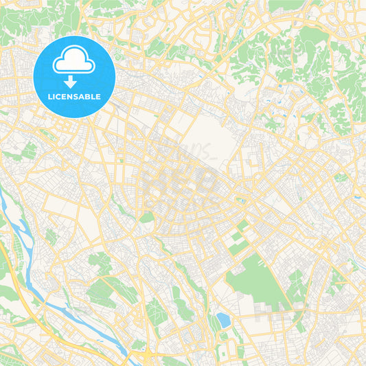 Printable street map of Sagamihara, Japan