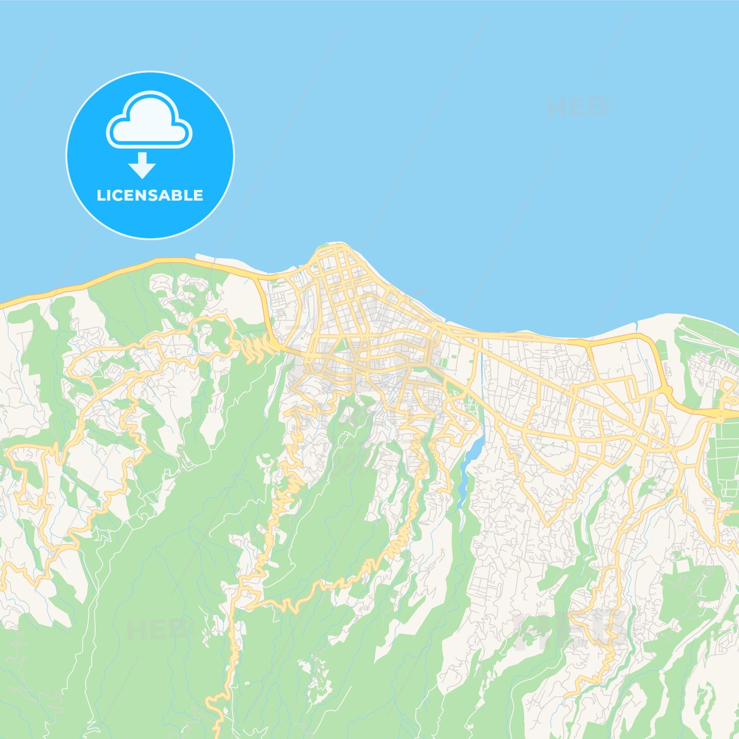 Printable street map of Saint-Denis, Reunion