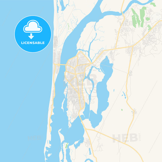 Printable street map of Saint-Louis, Senegal