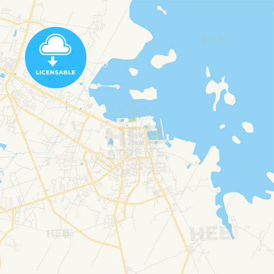 Printable street map of Sakon Nakhon, Thailand