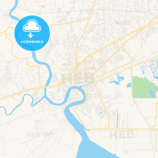 Printable street map of Samut Sakhon, Thailand
