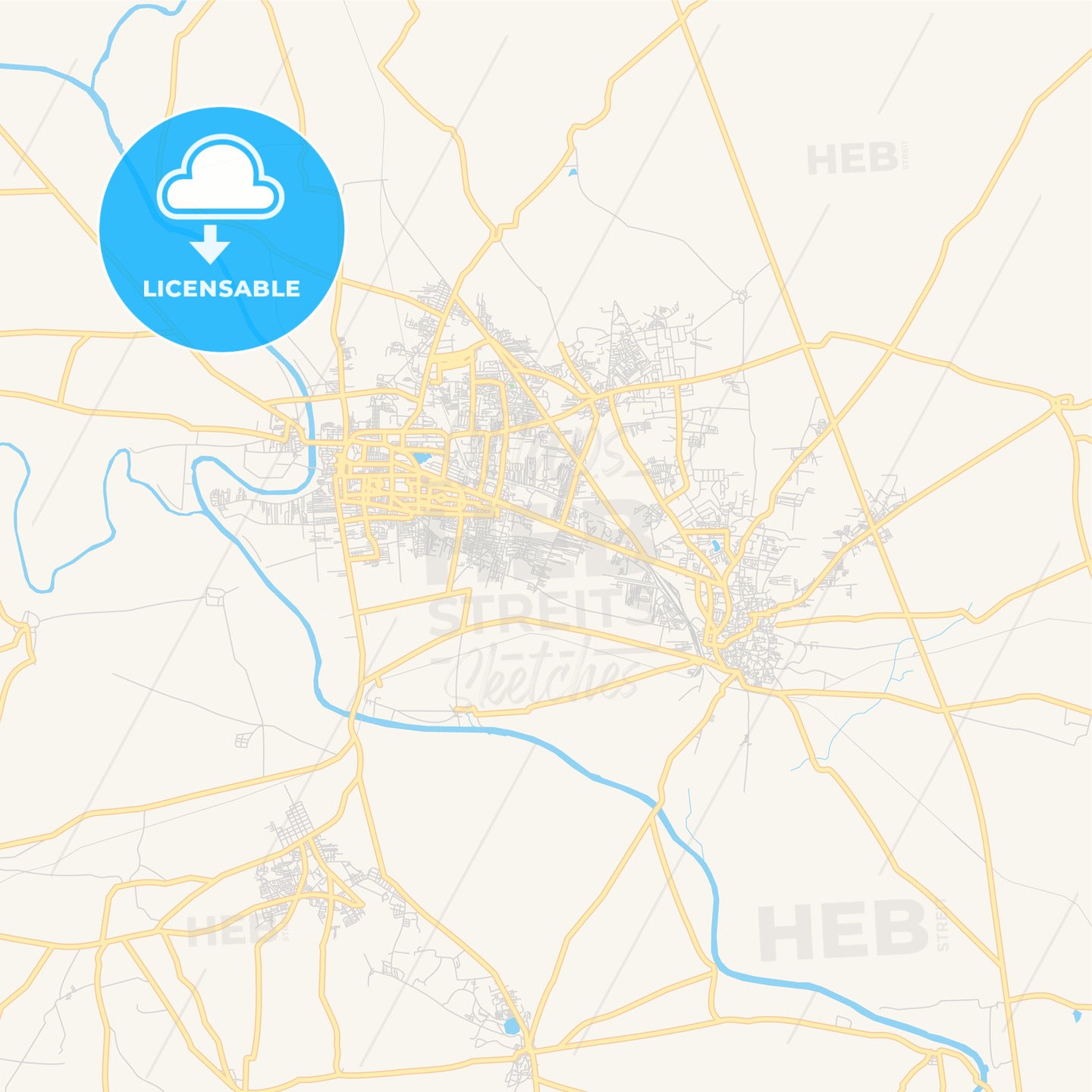 Printable street map of Sangli-Miraj &amp; Kupwad, India