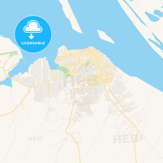 Printable street map of Santarem, Brazil