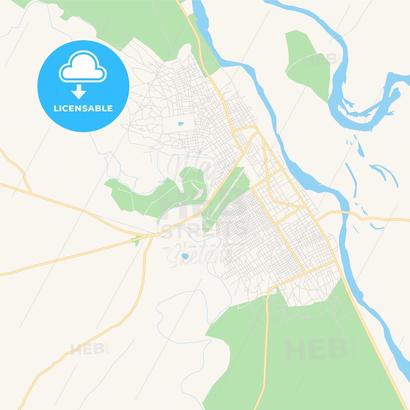 Printable street map of Sarh, Chad
