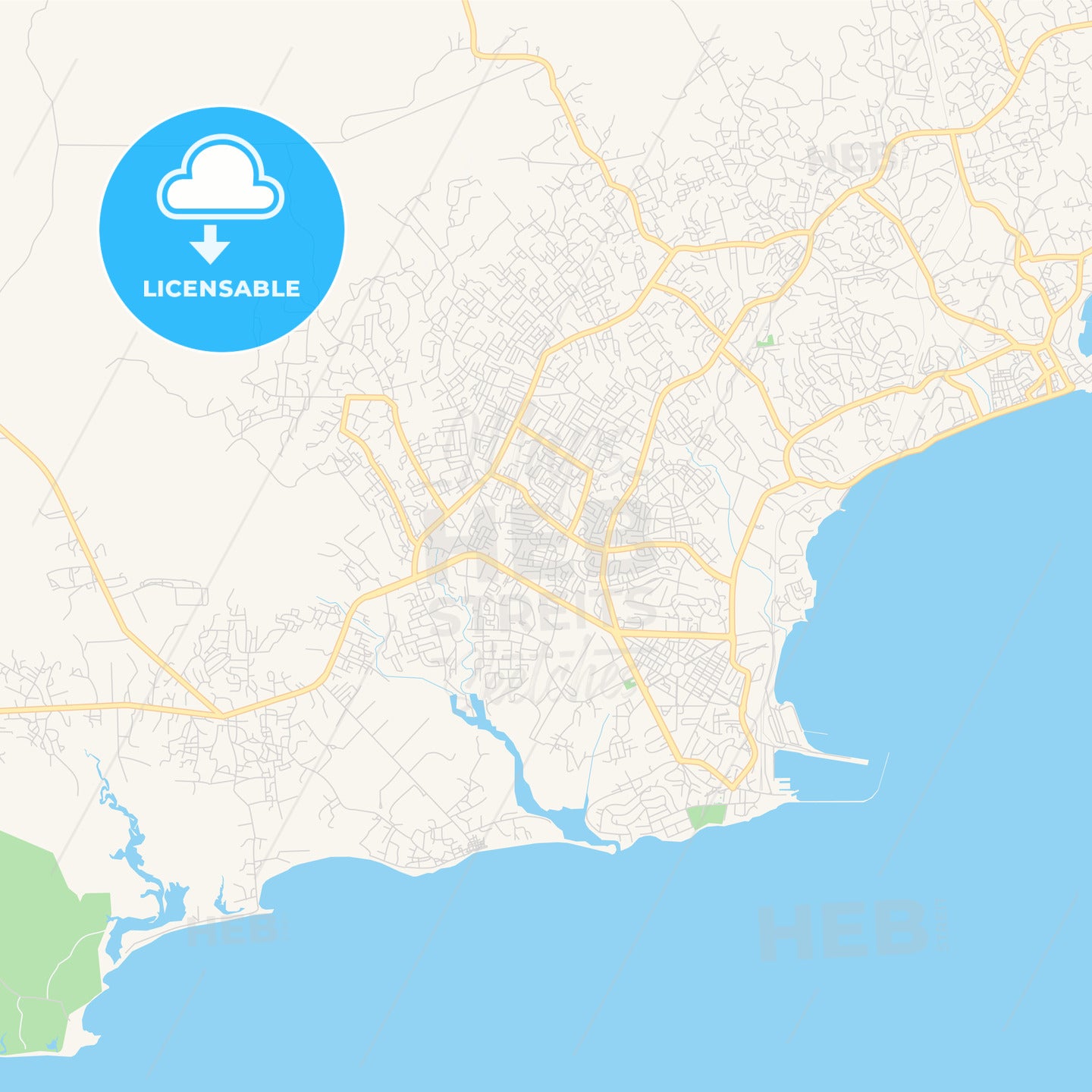 Printable street map of Sekondi-Takoradi, Ghana