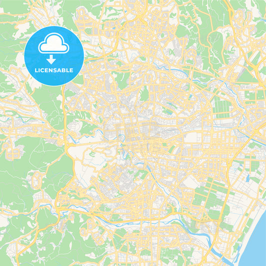 Printable street map of Sendai, Japan