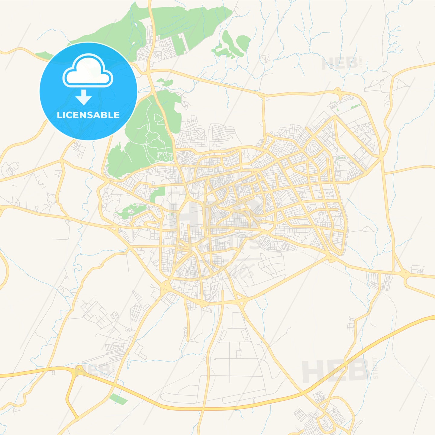 Printable street map of Setif, Algeria