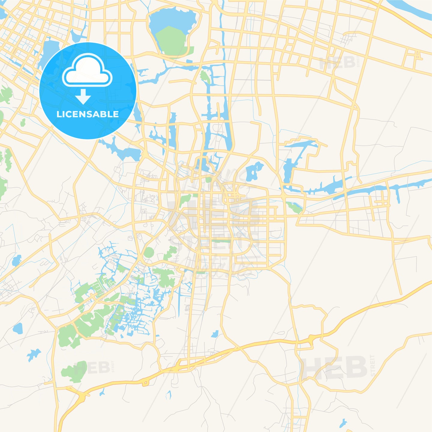 Printable street map of Shaoxing, China