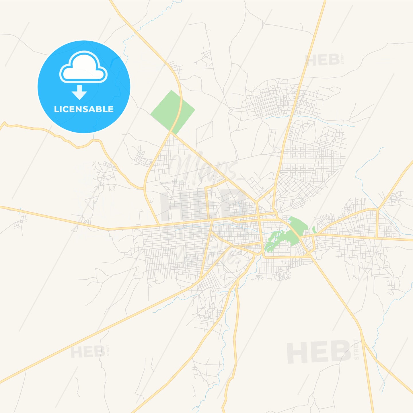 Printable street map of Sikasso, Mali