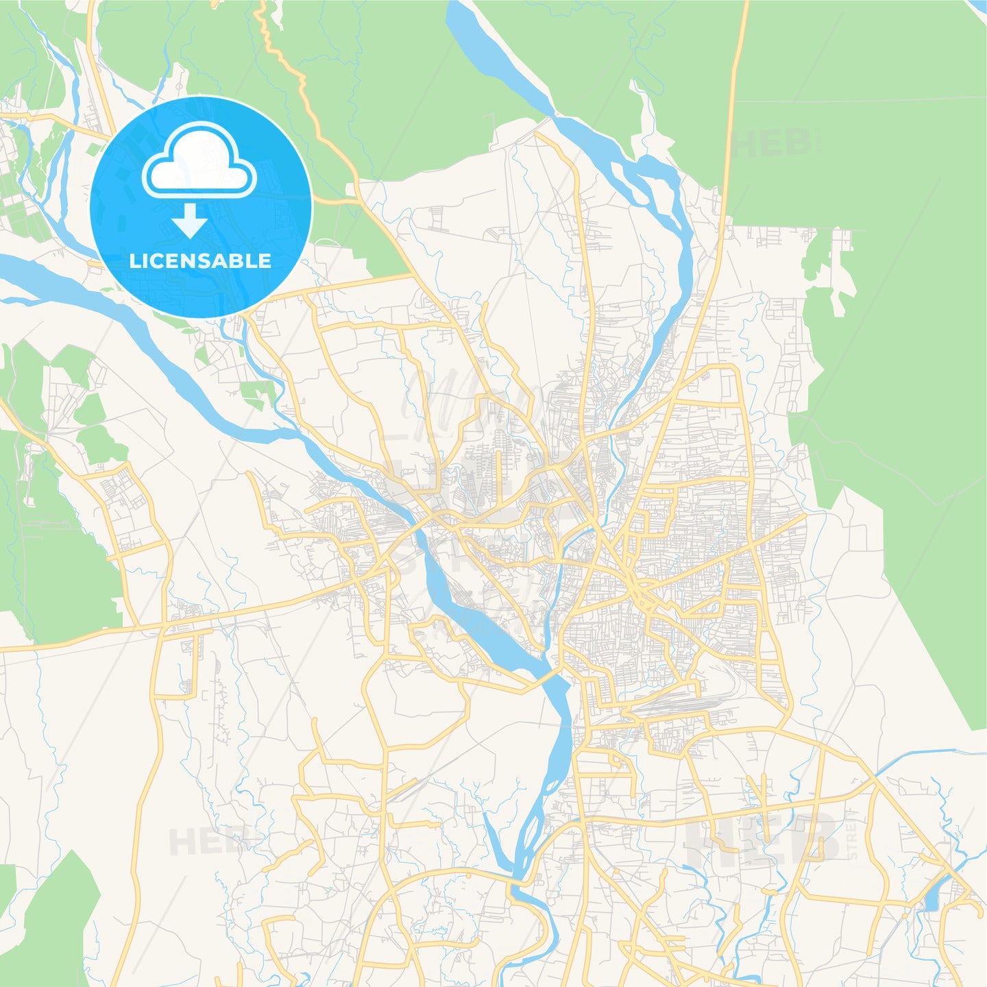 Printable street map of Siliguri, India