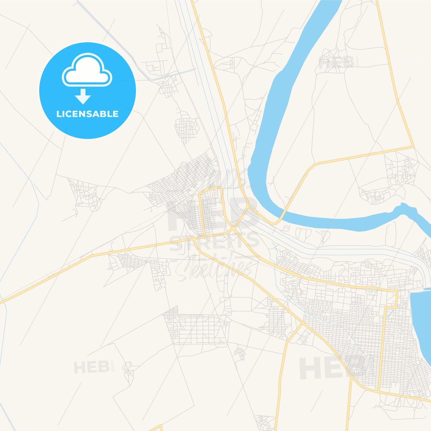 Printable street map of Sinnar, Sudan
