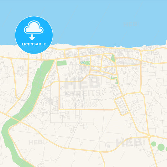 Printable street map of Sirte, Libya