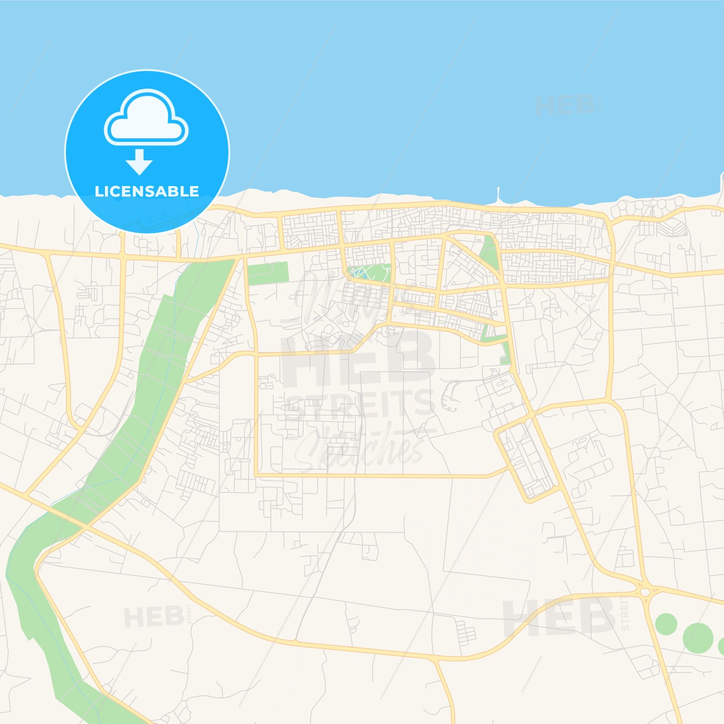 Printable street map of Sirte, Libya