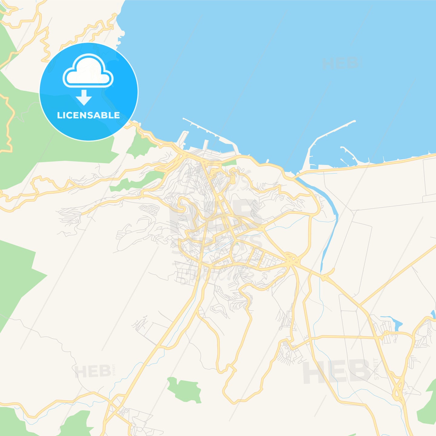 Printable street map of Skikda, Algeria